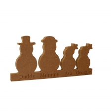 Engraved Snowman Family on Plinth (18mm)