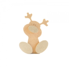 Freestanding Wonky Reindeer with Engraved Face and 3D Feet and Nose (18mm)