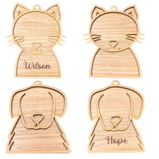 Oak Veneer Cat/Dog Hanging Decoration (4mm)