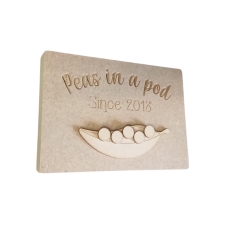 Peas in  a pod since 'date', engraved plaque (18mm + 3mm)