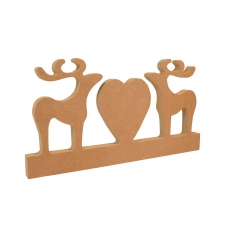 Reindeer Couple with Heart on a Plinth (18mm)