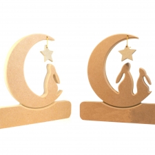 Single/Double Hare in a Moon, Plain (18mm)